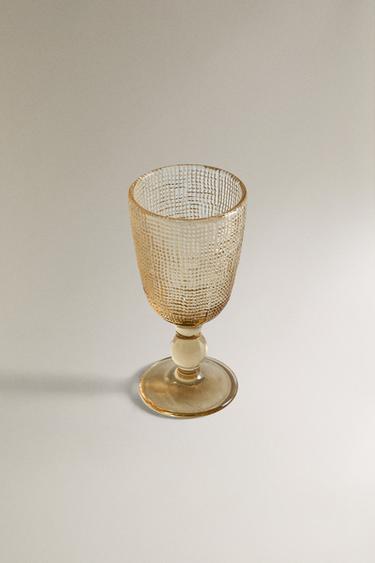 RAISED DESIGN WINE GLASS - Brown by Zara - Image 1