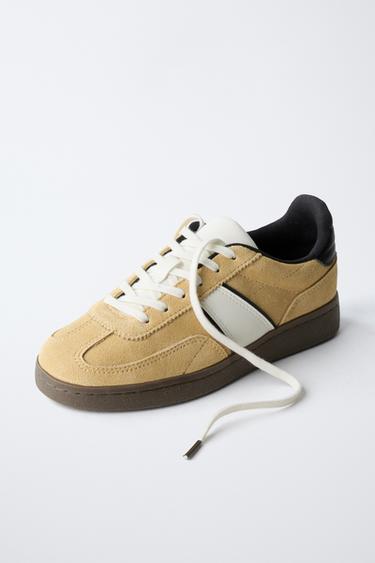 LEATHER SNEAKERS - Mustard by Zara - Image 2