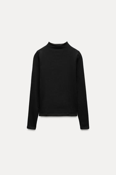 Zara TURTLENECK T-SHIRT - Black