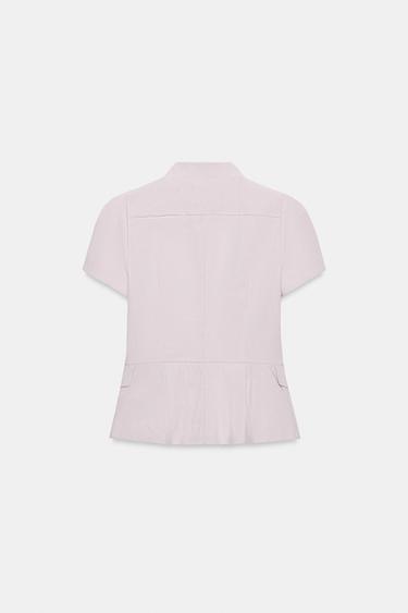 SHORT SLEEVE BUTTON-UP TOP - Pastel pink by Zara - Image 5