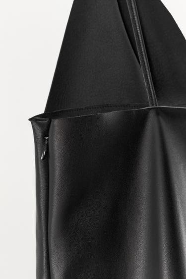 Zara LACE LEATHER DRESS - Black