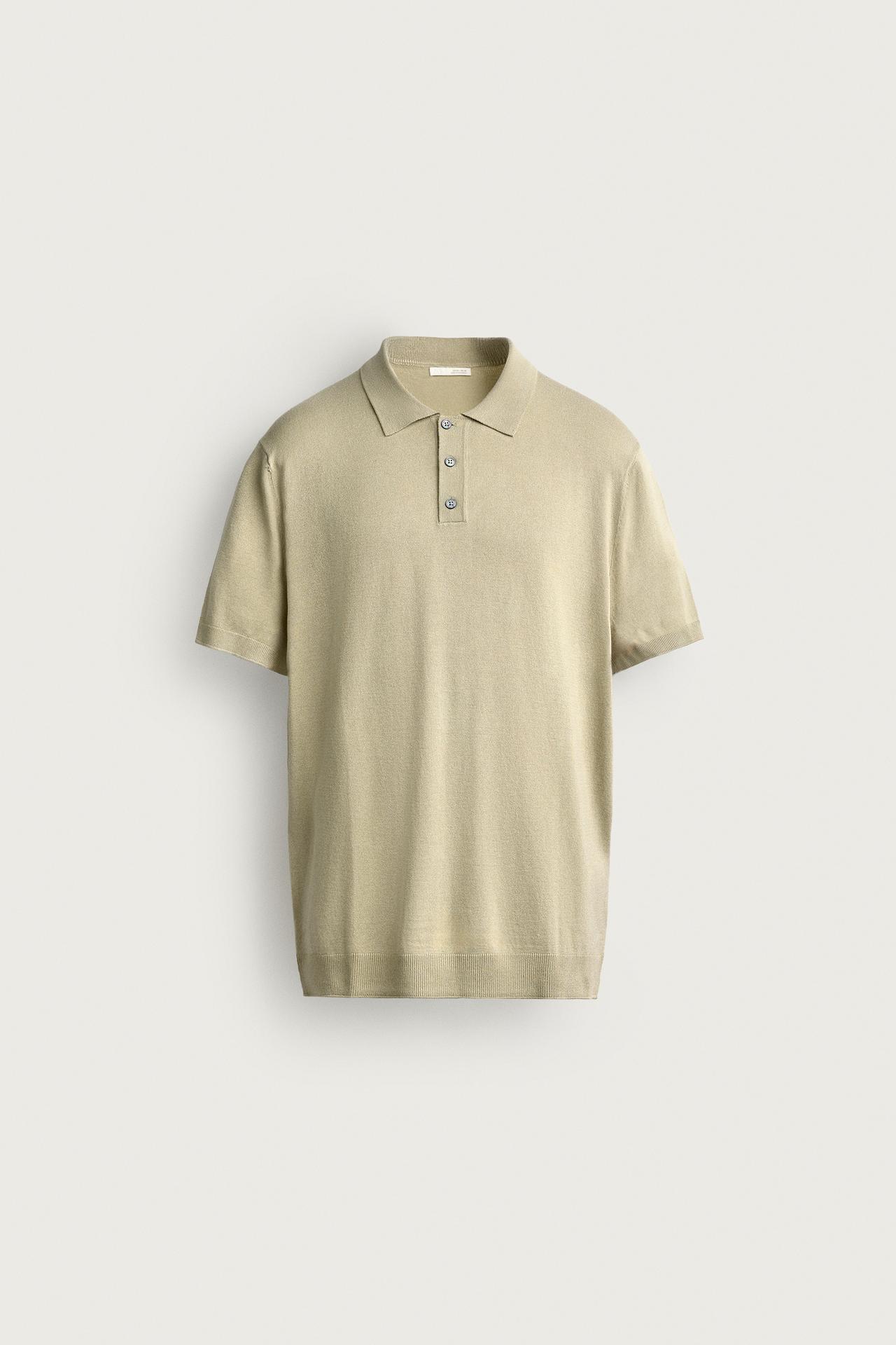 REGULAR FIT KNIT POLO — Light green