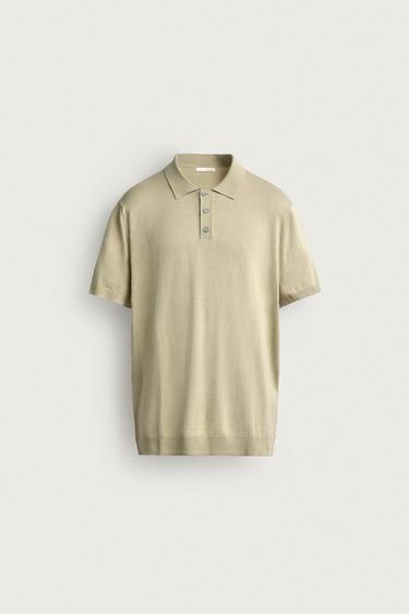REGULAR FIT KNIT POLO — Light green 1