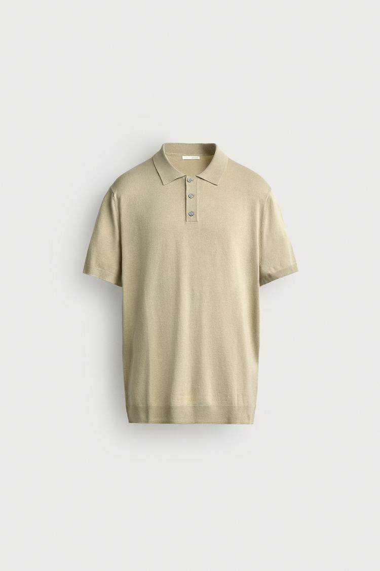 REGULAR FIT KNIT POLO — Light green