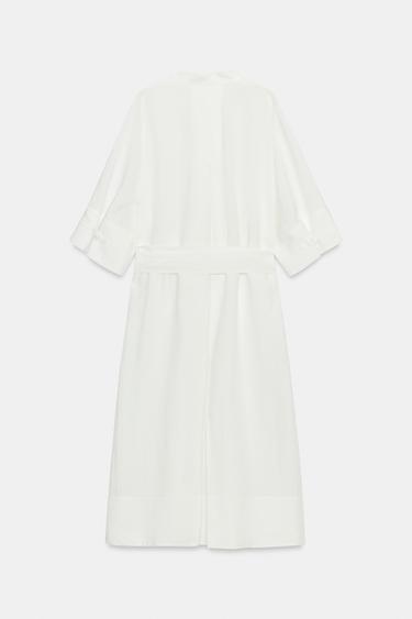 ROBE MI-LONGUE AVEC CEINTURE ZW COLLECTION - Blanc de Zara - Image 6