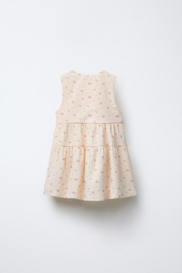 ROBE-SALOPETTE STRUCTURÉE À FLEURS - Écru de Zara - Image 1