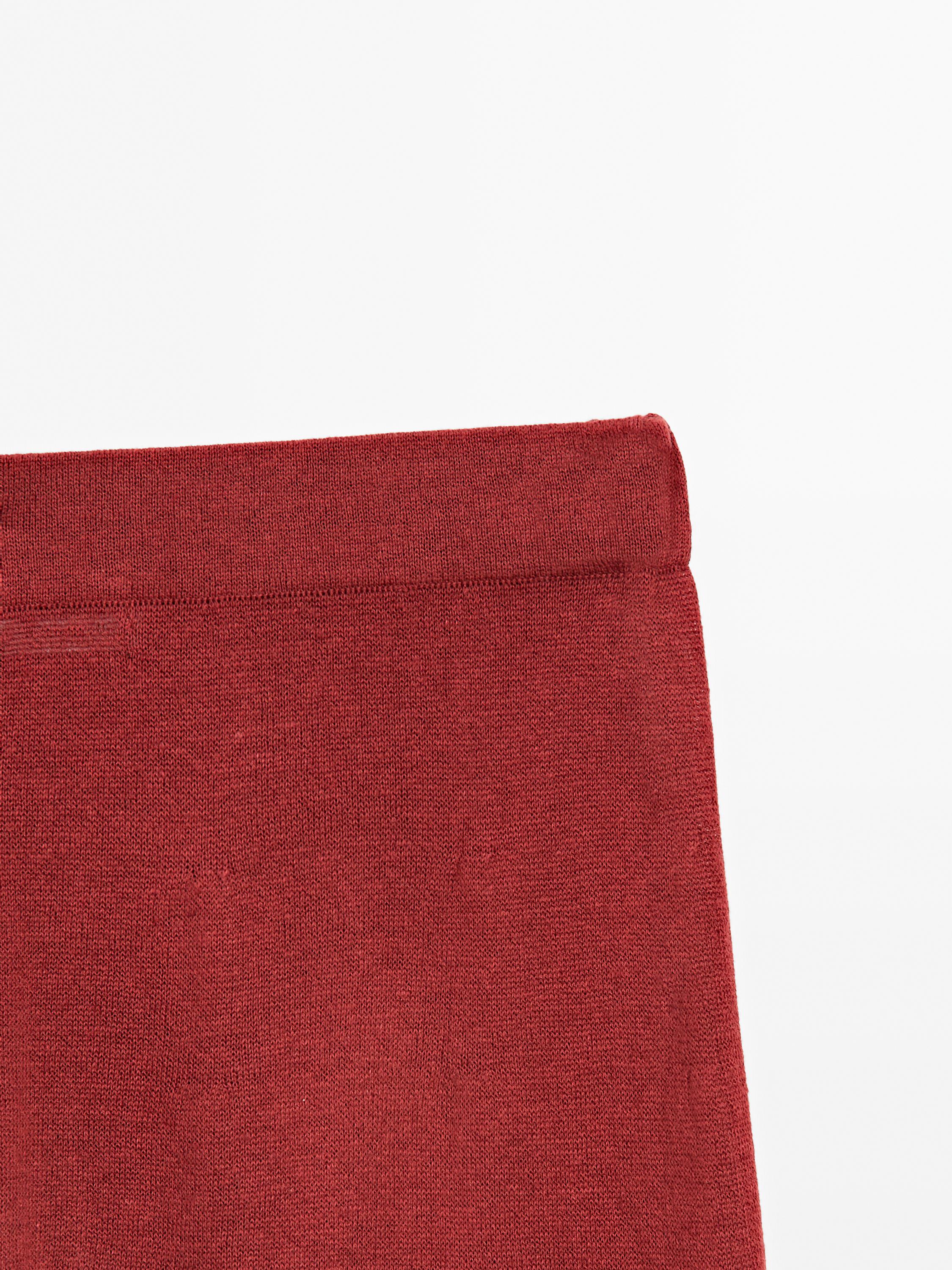 Long linen blend knit skirt