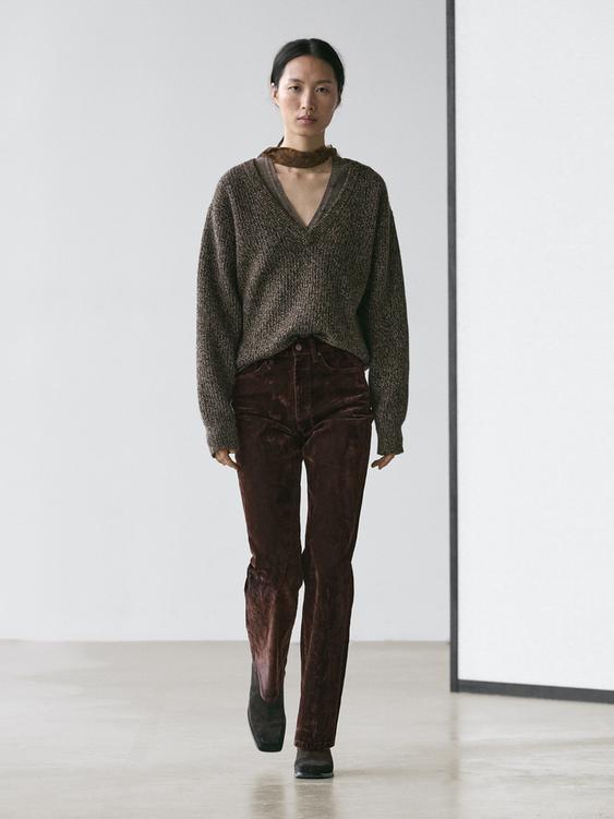High-waist flocked boot-cut jeans from Zara - $180