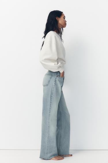 JEANS TRF WIDE LEG FULL LENGTH CẠP CAO - Màu xanh nhạt từ Zara