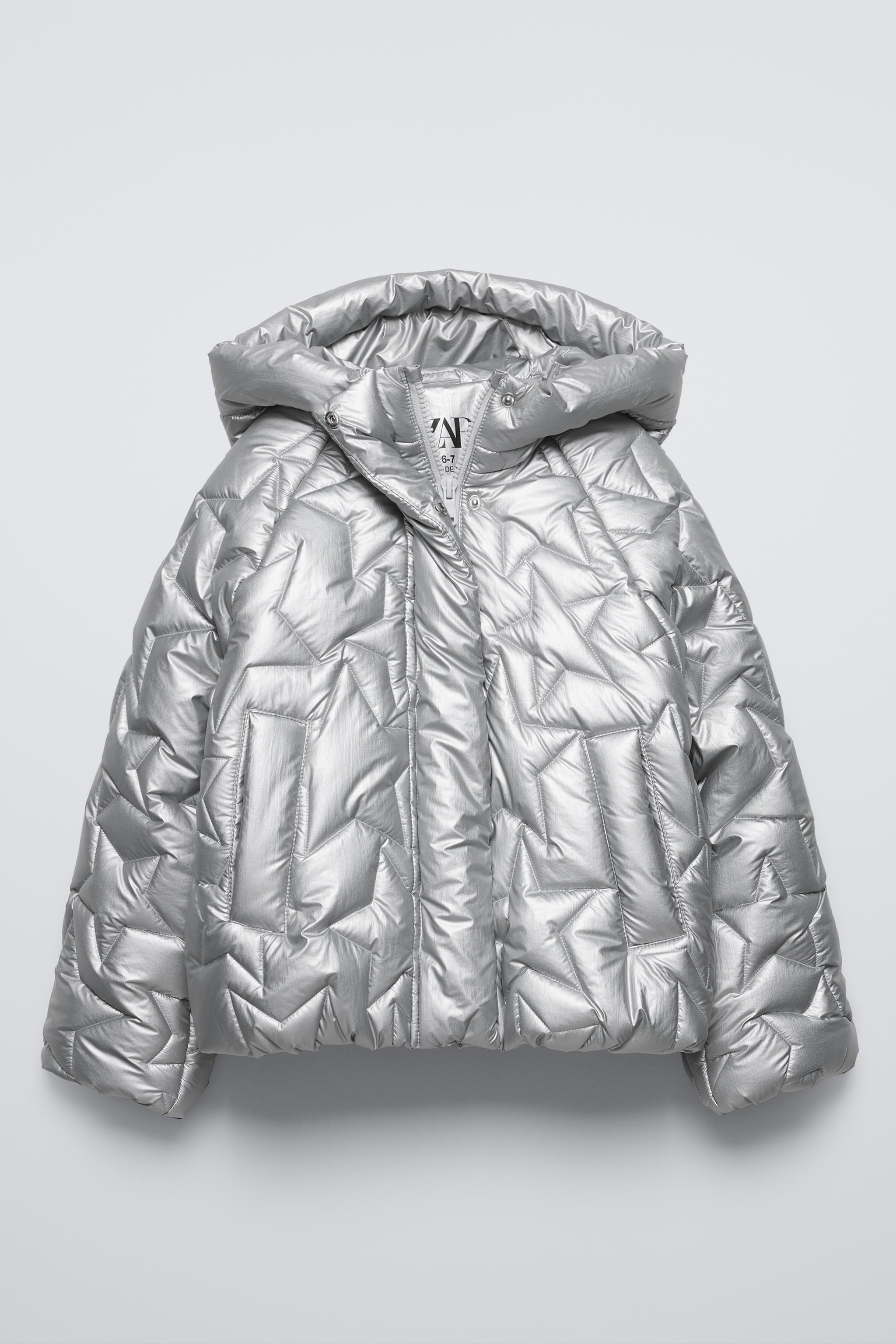 Silver puffer coat zara on sale