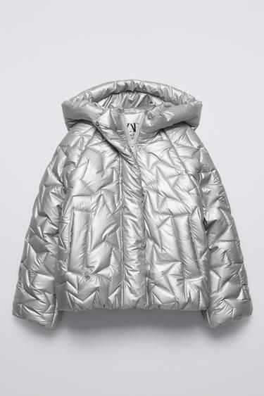 Zara STAR PUFFER JACKET - Silver