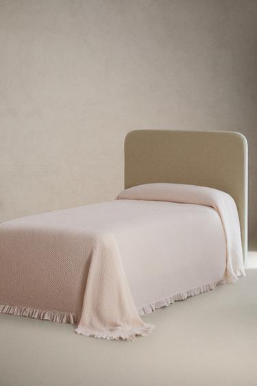 KIDS’ MINI WAFFLE TEXTURE BEDSPREAD WITH RUFFLE TRIM - Pink by Zara - Image 1