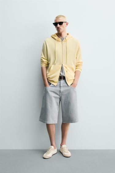 BERMUDA EN JEAN TAILLE EFFET SUPERPOSITION - Bleu délavé de Zara
