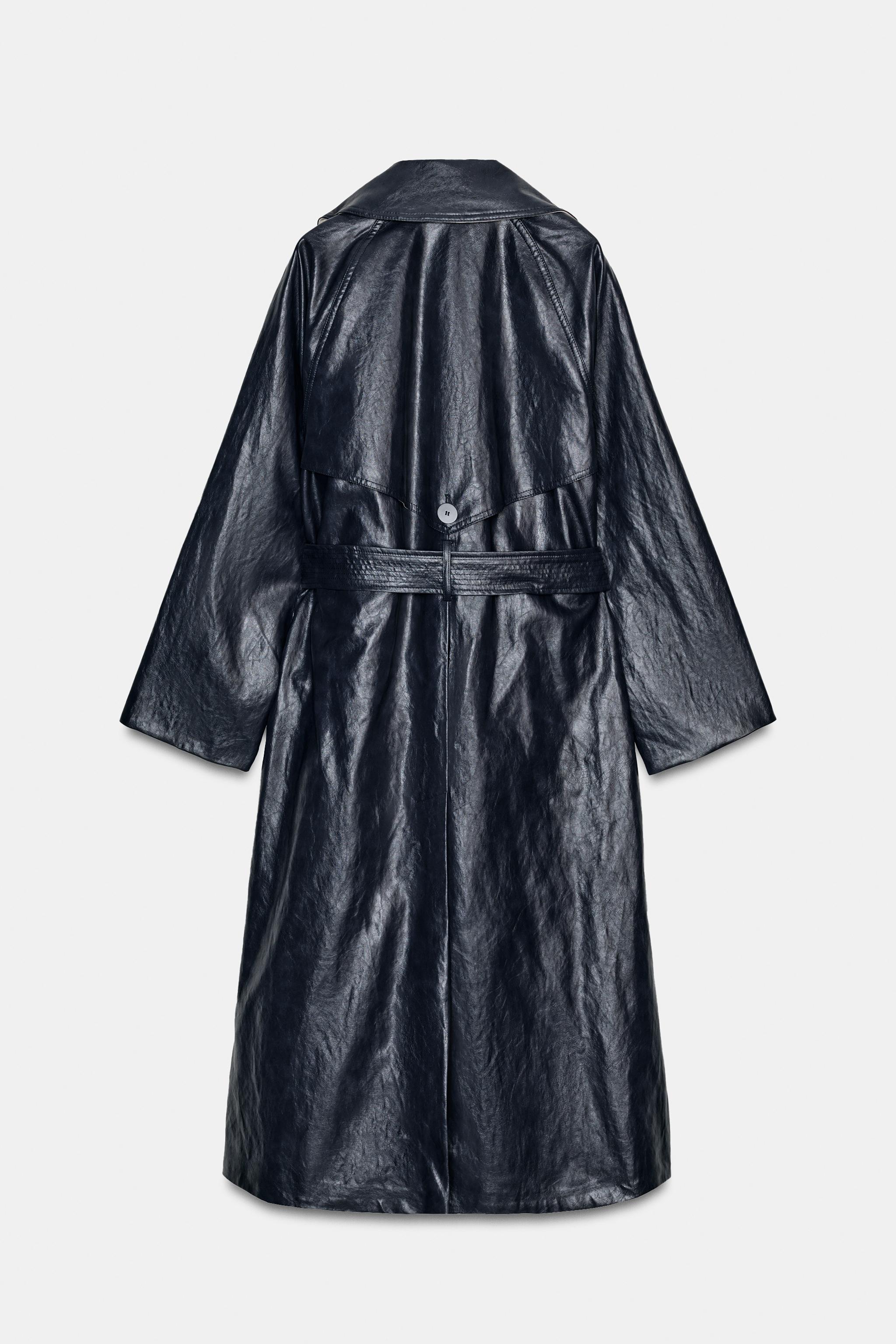 OVERSIZED FAUX LEATHER TRENCH COAT ZW COLLECTION