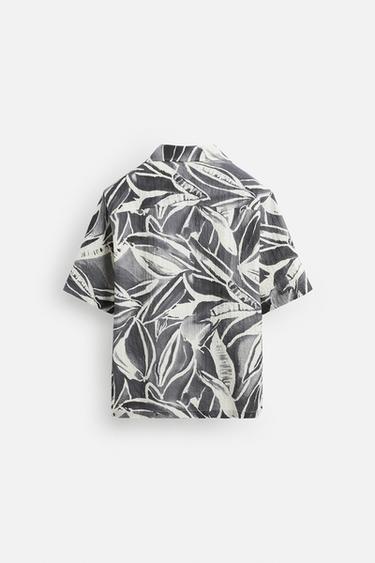 CHEMISE EN SEERSUCKER IMPRIMÉ - Gris foncé de Zara - Image 6