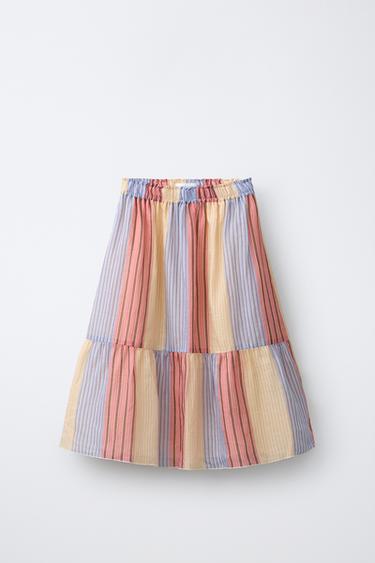 FALDA MIDI RAYAS 100% RAMIO - Multicolor de Zara - Imagen 0
