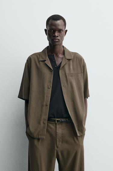 Zara RELAXED FIT FLOWY SHIRT - Brown / Taupe