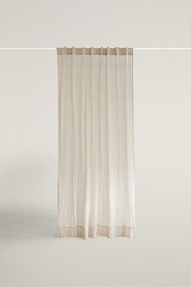 STRIPED CHIFFON CURTAIN — Light blue 2