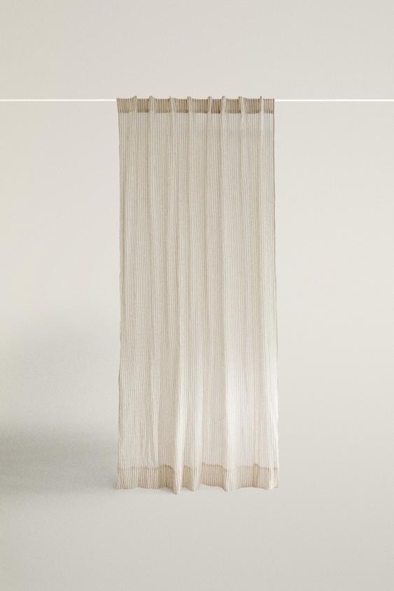 STRIPED MUSLIN CURTAIN - Light blue by Zara - Image 0