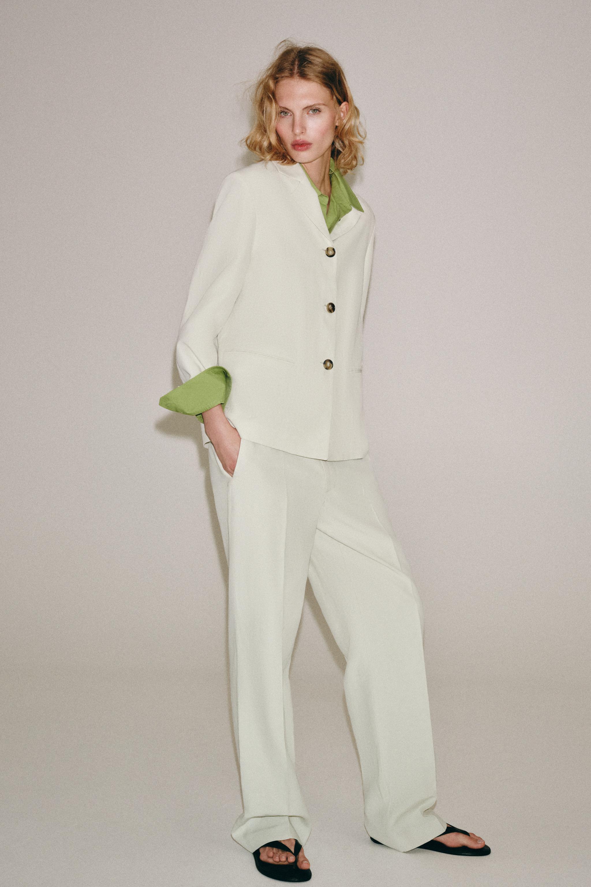 Zara ZW COLLECTION STRAIGHT LINEN BLAZER — фото 3