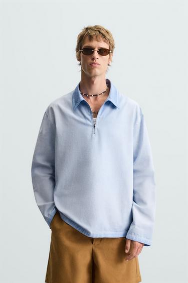 POLO RELAXED FIT LAVADO - Azul de Zara