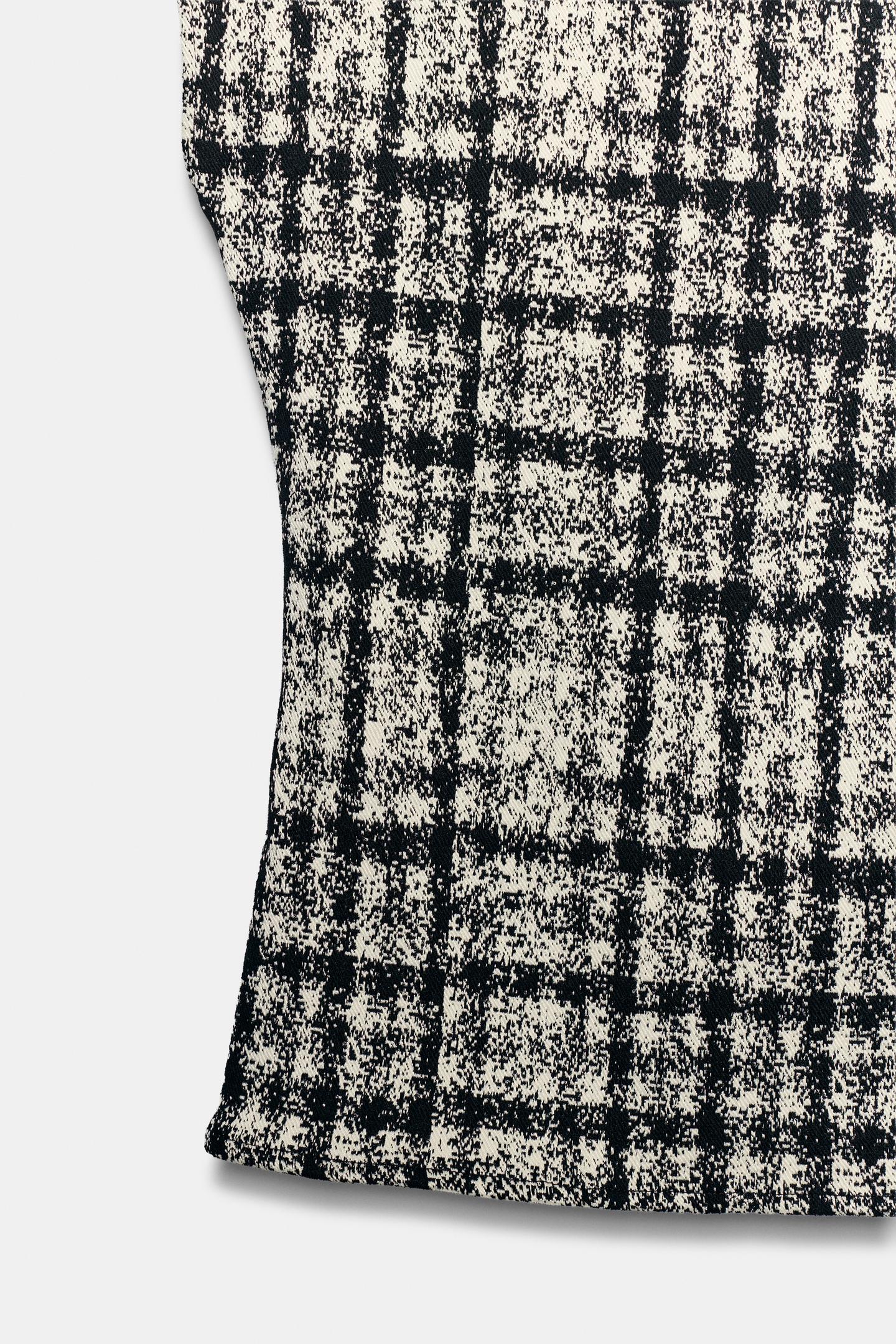 Женский топ Zara Check High Neck Top, цвет: Экрю / Чёрный — фото 10