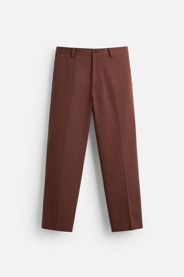 TEXTURED TWILL TROUSERS - Brick by Zara - Image 5