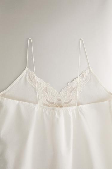 COTTON TOP WITH EMBROIDERY - Ecru by Zara - Image 3