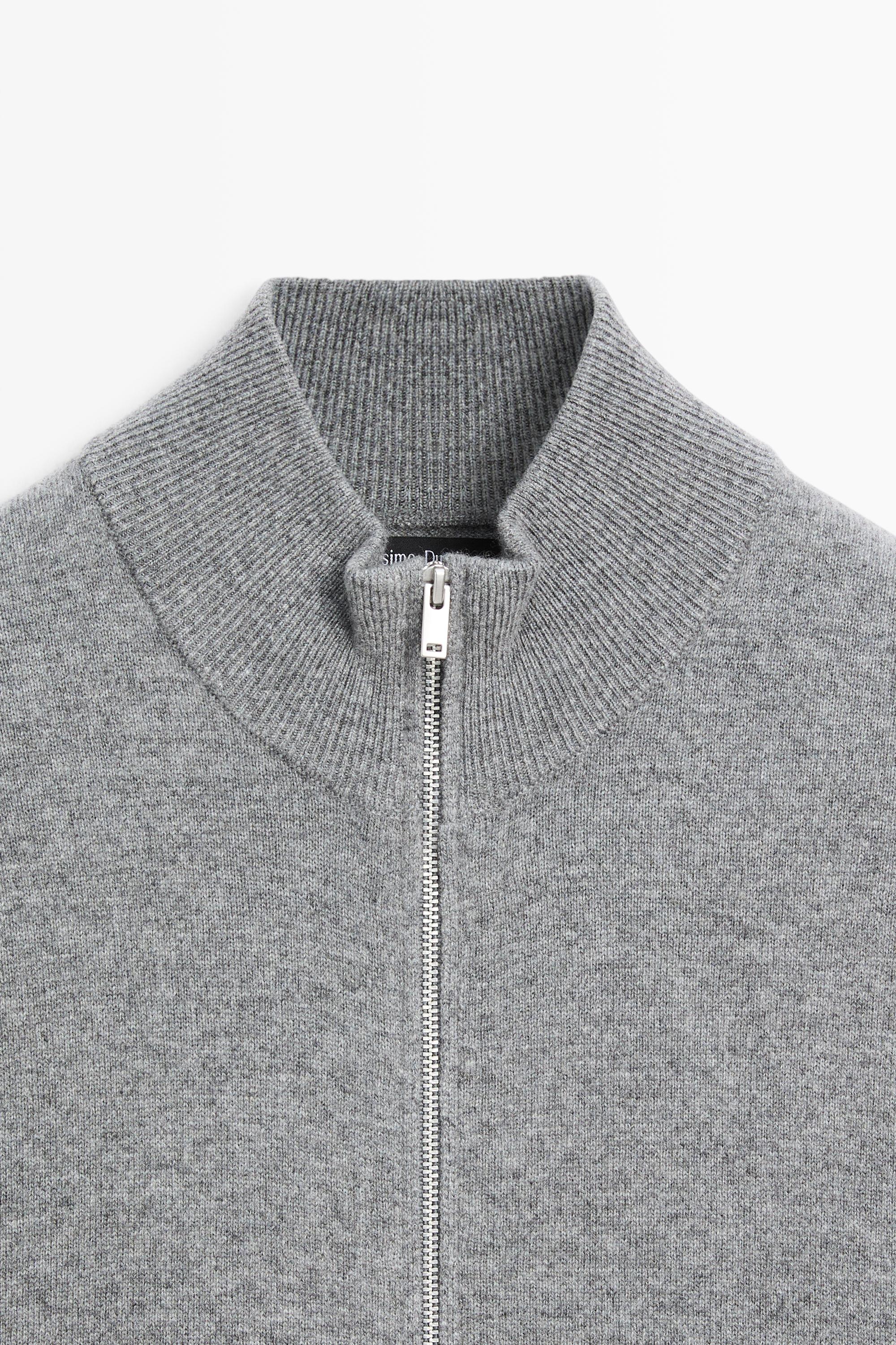 100% cashmere zip-up knit cardigan