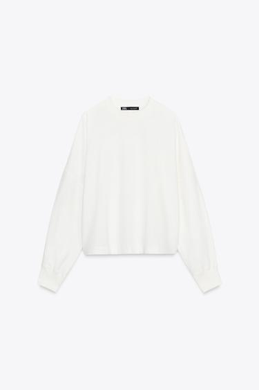 SUDADERA MANGA LARGA - Blanco roto de Zara - Imagen 0