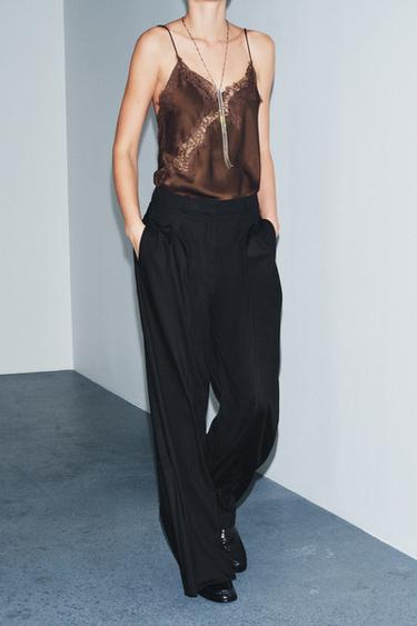 ZW COLLECTION WIDE-LEG TROUSERS WITH DARTS - Black by Zara