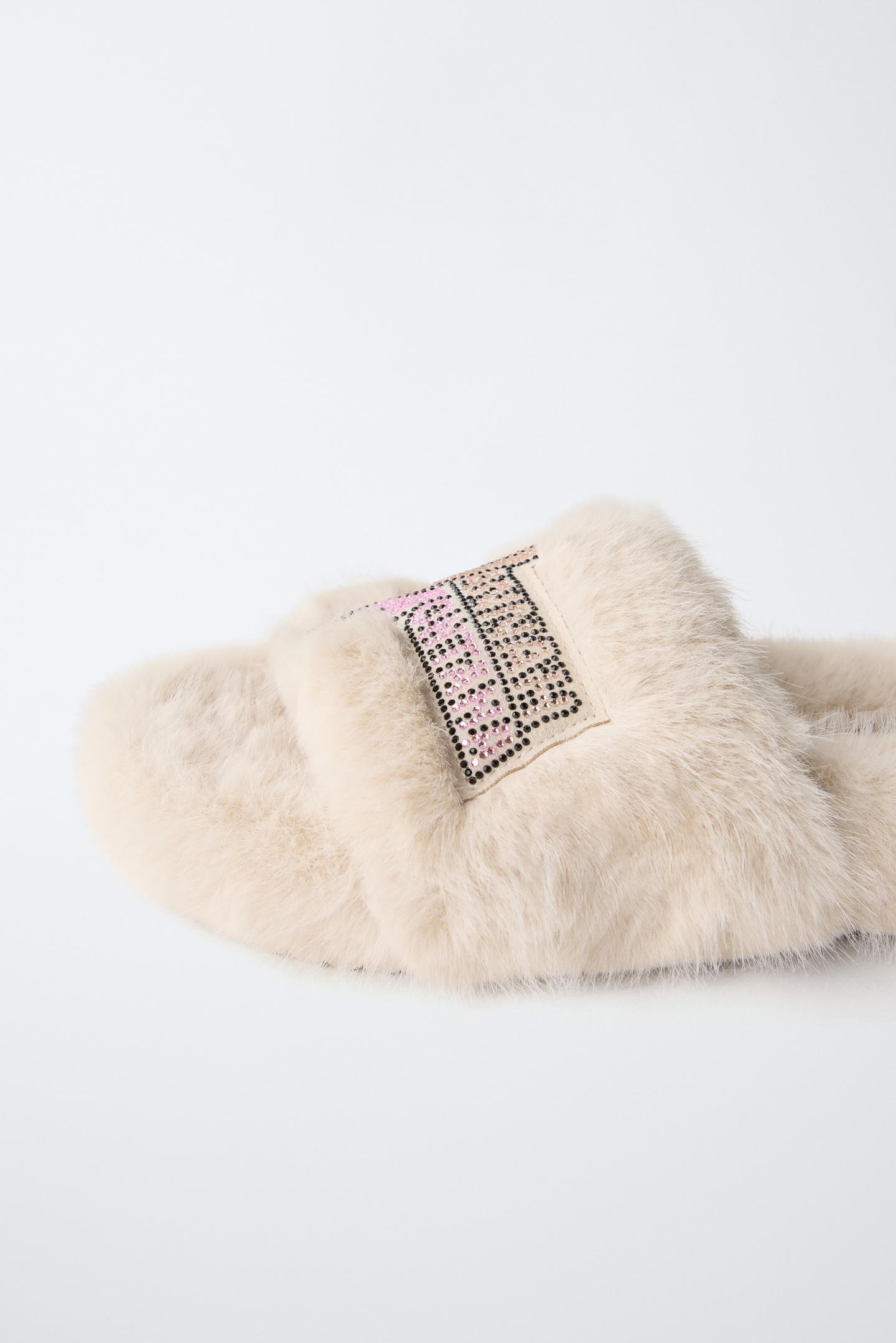 Детские сандалии Zara Hannah Montana © Disney Faux Fur, цвет: Молочный белый — фото 6