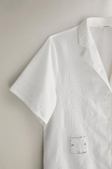 EMBROIDERED COTTON SHIRT - Oyster-white by Zara - Image 2