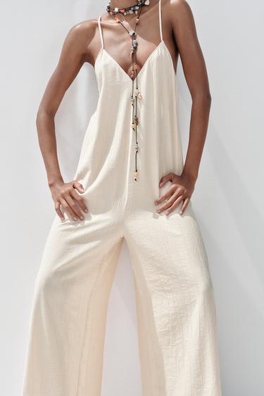 COMBINAISON LONGUE FLUIDE TEXTURÉE - Ivoire de Zara - Image 1
