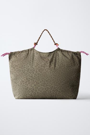 NYLON ANIMAL PRINT SHOPPER BAG - Brown by Zara - Image 5