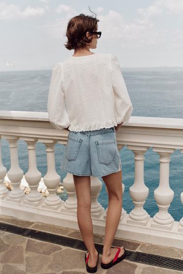 BLOUSE WITH CUTWORK EMBROIDERY - Oyster-white by Zara - Image 2