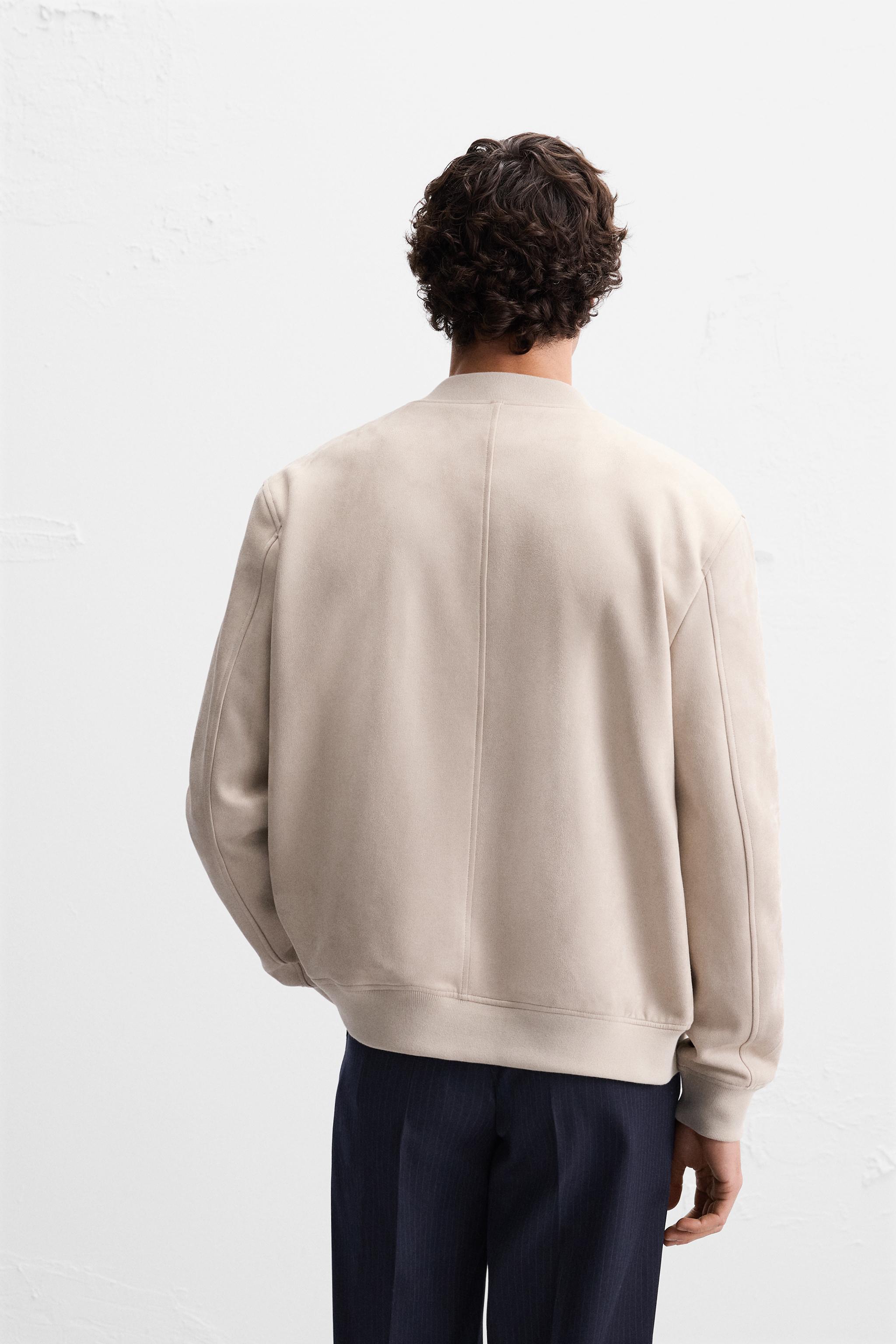 FAUX SUEDE BOMBER JACKET - Stone | ZARA Spain