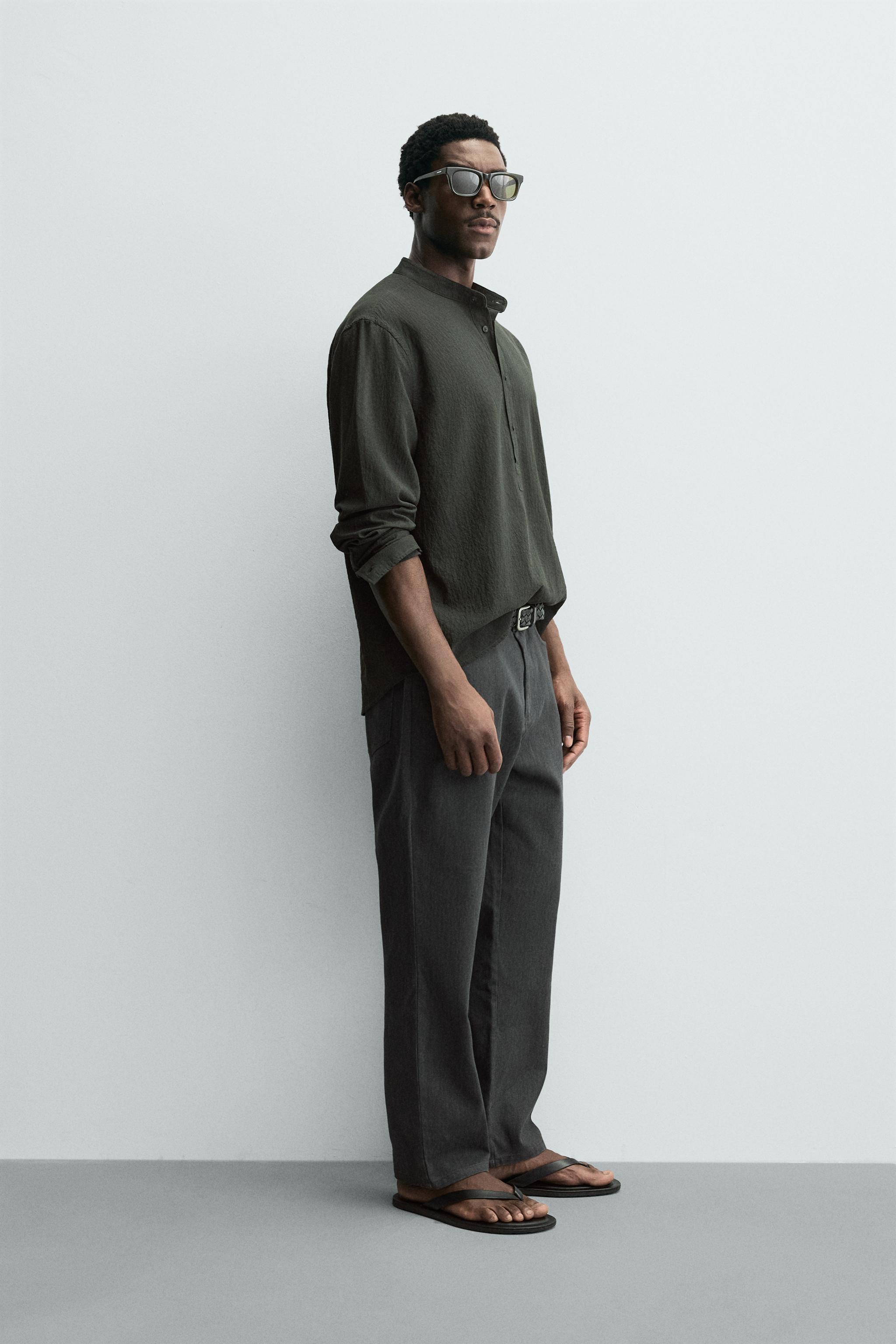 WRINKLED EFFECT SHIRT - Dark khaki | ZARA United States
