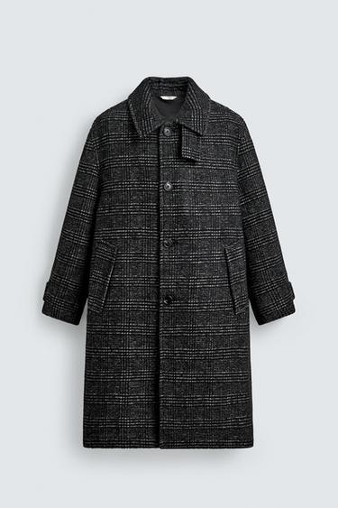 Zara 格紋休閒版大衣 - 斑紋灰色