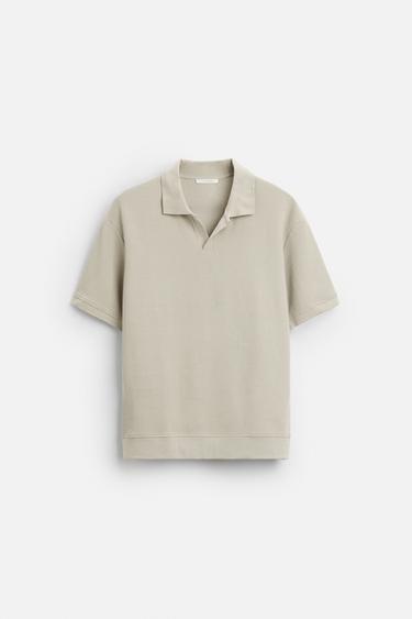 VERTICAL TEXTURED POLO SHIRT - Greenish by Zara