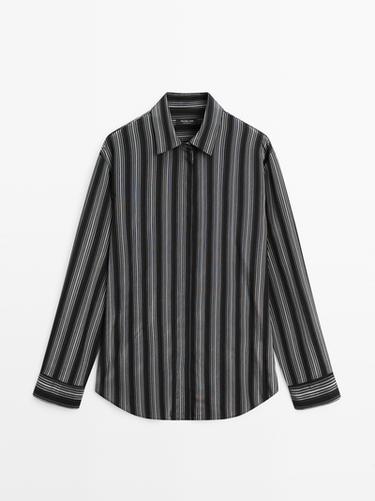 Camisa fluida detalle rayas - Negro de Zara - Imagen 0