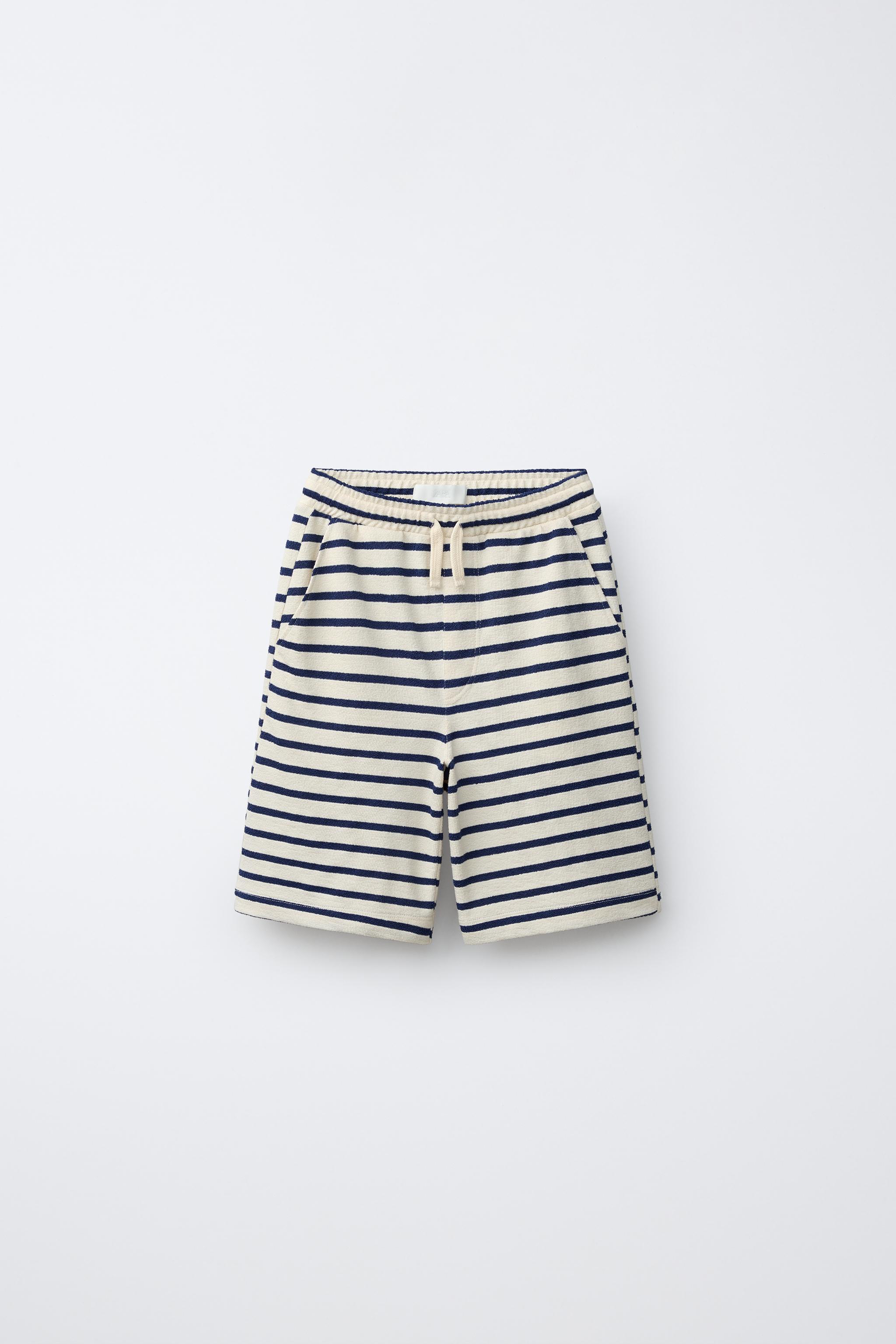 STRIPED TEXTURE T-SHIRT AND BERMUDA SET
