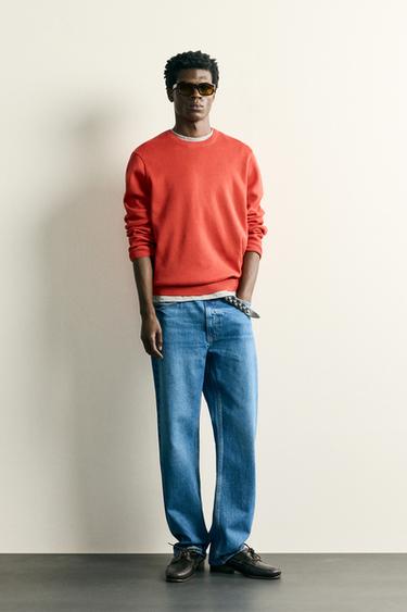 TEXTURED COTTON JUMPER - Red by Zara