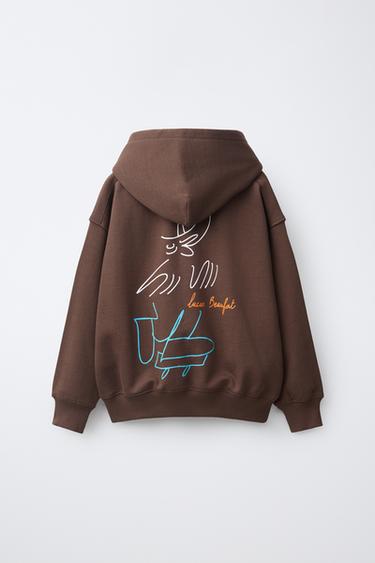 SWEATSHIRT MET CAPUCHON EN BORDUURWERK LUCAS BEAUFORT © - Bruin van Zara