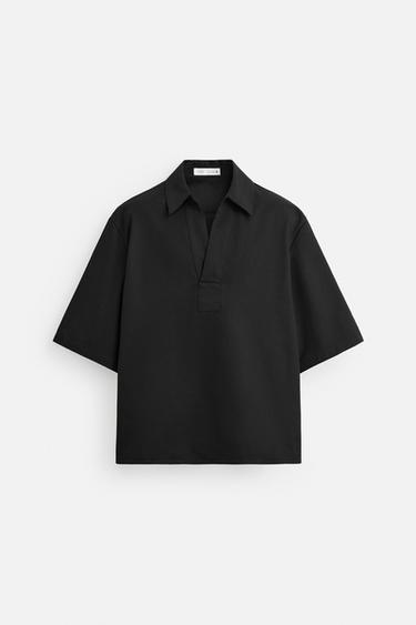 COTTON - LINEN POLO SHIRT - Black by Zara