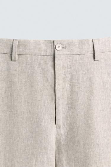 100% LINEN SUIT TROUSERS - Light beige by Zara - Image 8