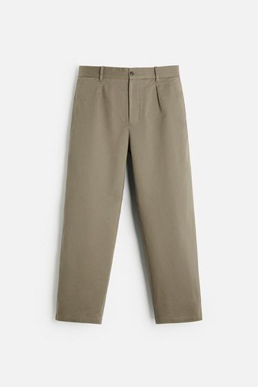 PLEATED CHINO TROUSERS - Taupe grey by Zara