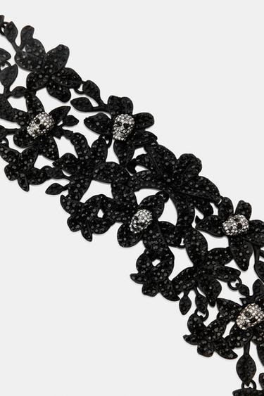 TOUR DE COU FLEURS CRÂNES - Noir de Zara - Image 1