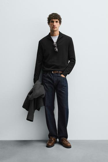 100% WOOL QUARTER-ZIP SWEATER - Black by Zara - Image 0