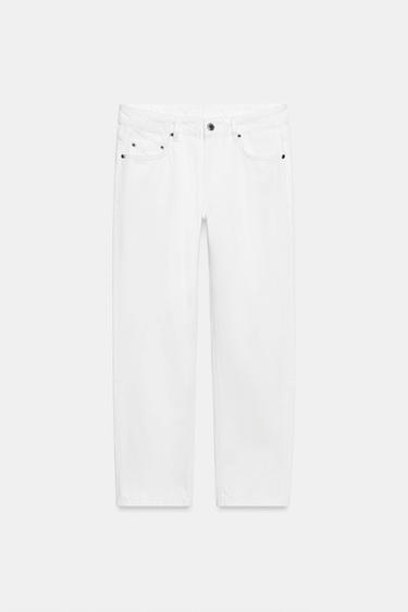 ZW COLLECTION MID-WAIST CIGARETTE JEANS - White by Zara